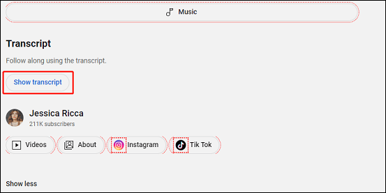 select Show transcript