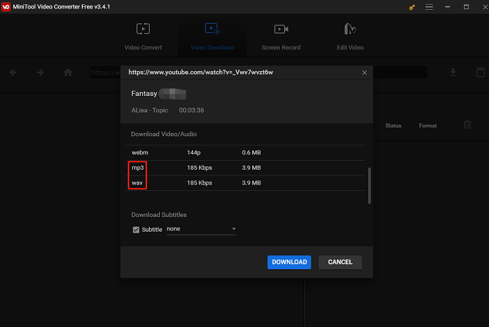 choose the output format