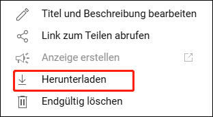 Wählen Sie die Herunterladen-Option