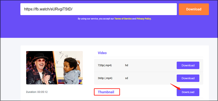 「Thumbnail」の「Thumbnail」を押す