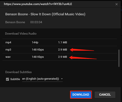 select output format and click on DOWNLOAD