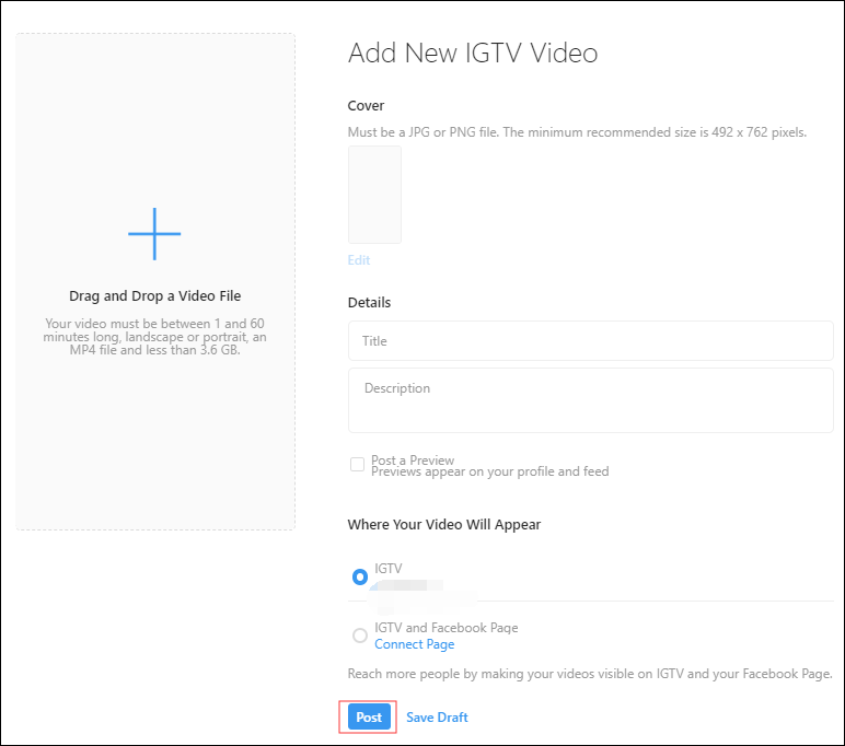 post an IGTV video