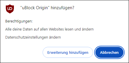 Klicken Sie auf Erweiterung hinzufügen