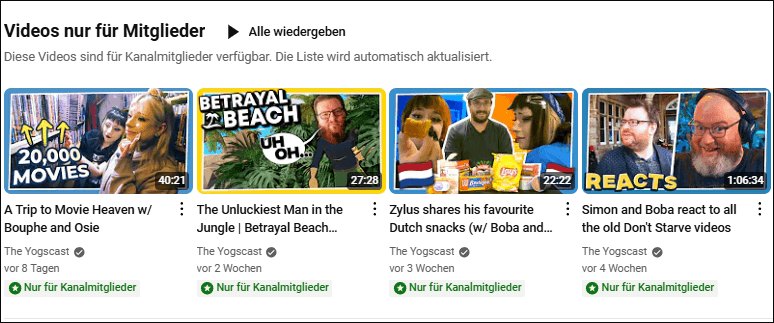 Videos nur für Mitglieder