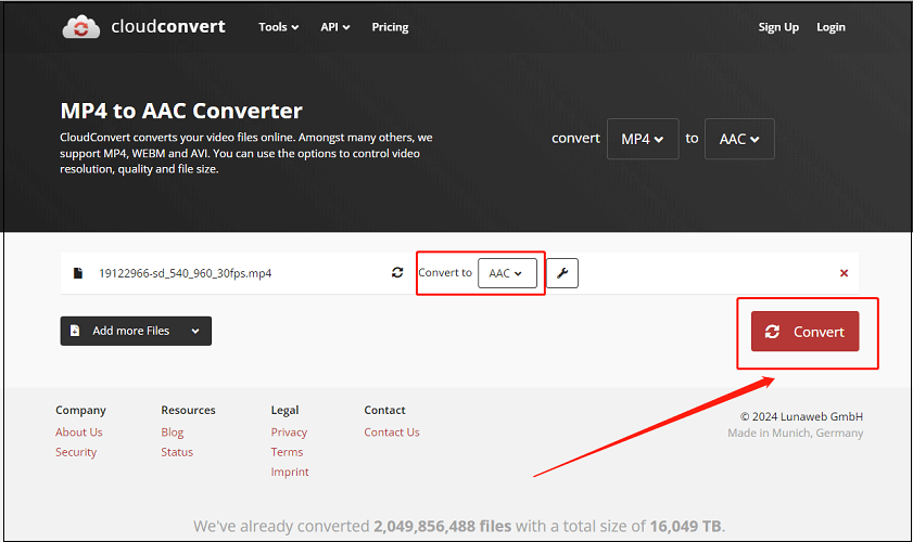 「Convert」をクリック