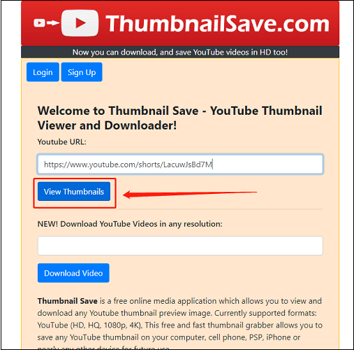 「View Thumbnails」をクリック