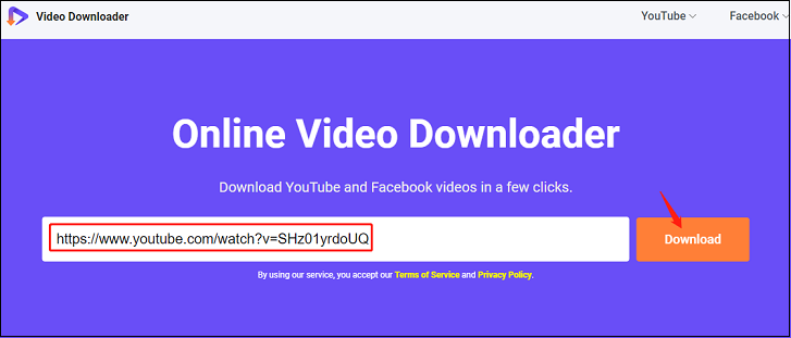 paste the YouTube video link and click Download