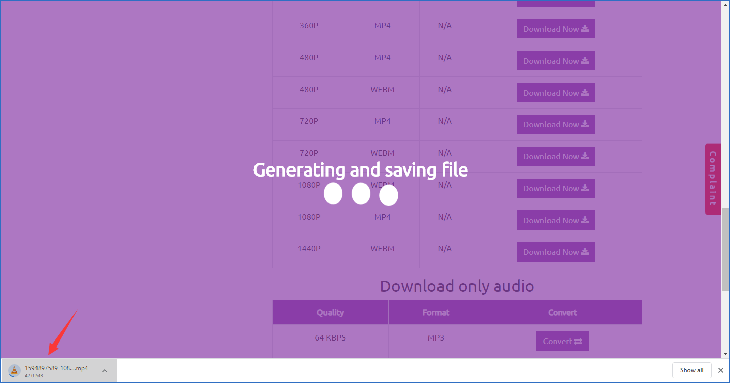 el proceso de descarga