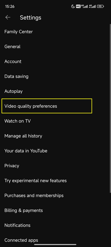 Choose Video Quality Preferences