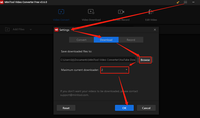 customize YouTube downloading settings