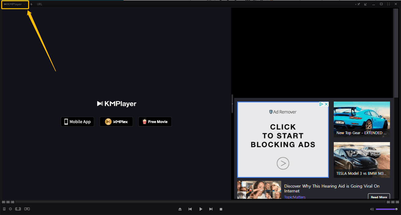 Click KMPlayer Icon