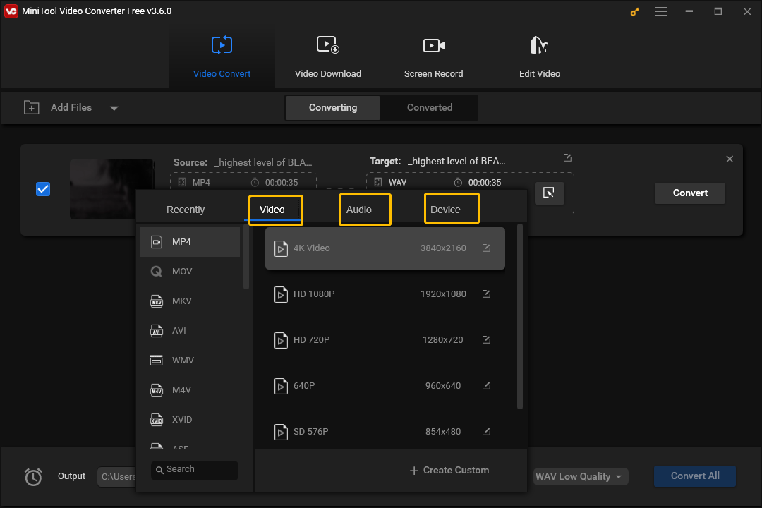 Output Formats