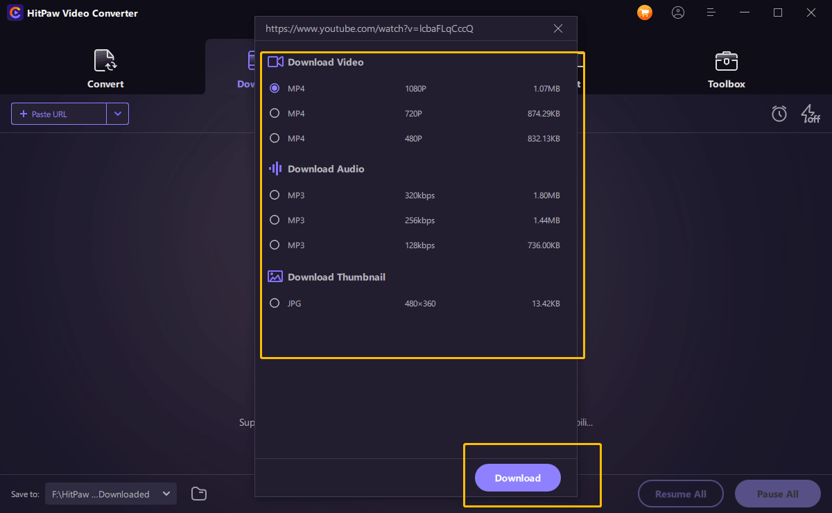 Choose a Format and Download