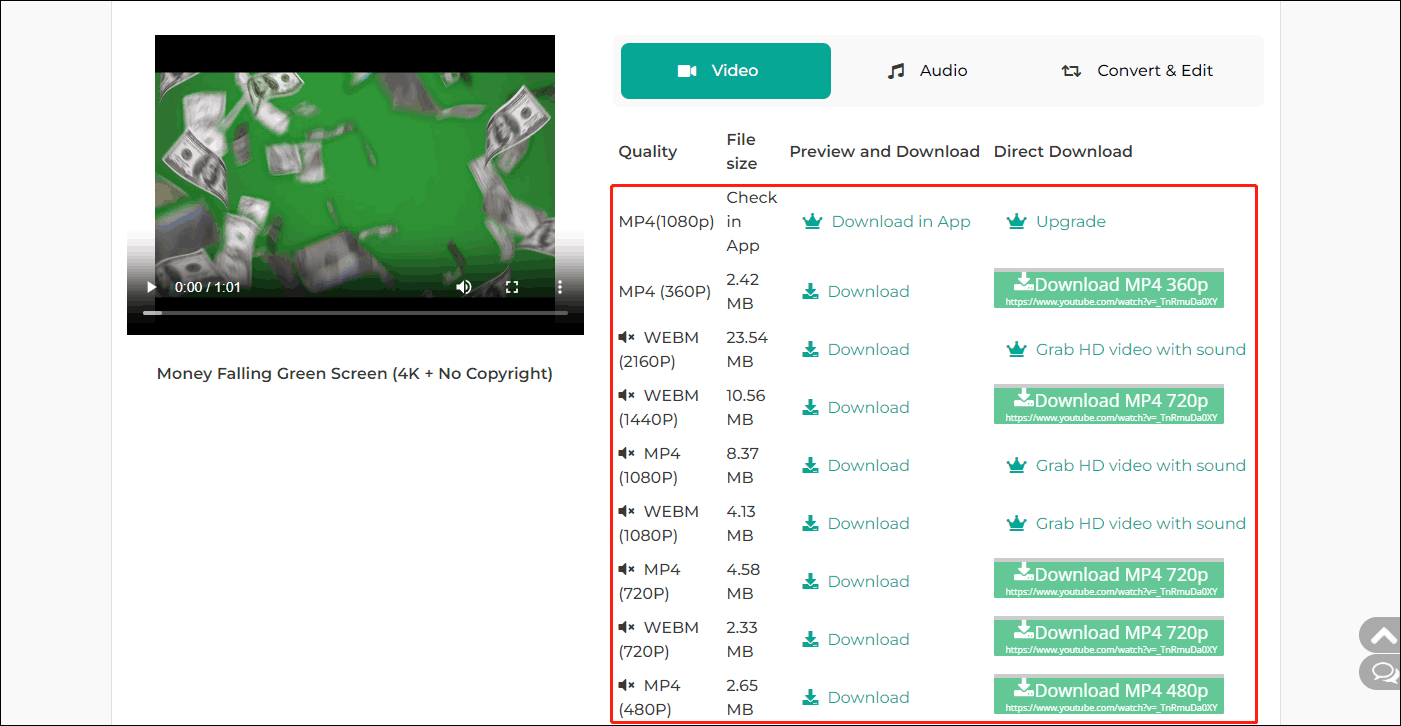 ダウンロード オプションを選択