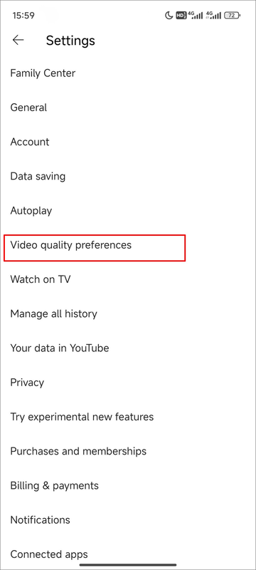 Choose Video Quality Preference