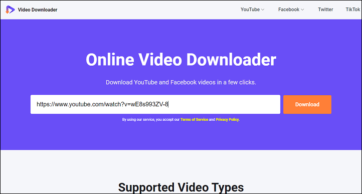 the interface of Online Video Downloader on viddown.net