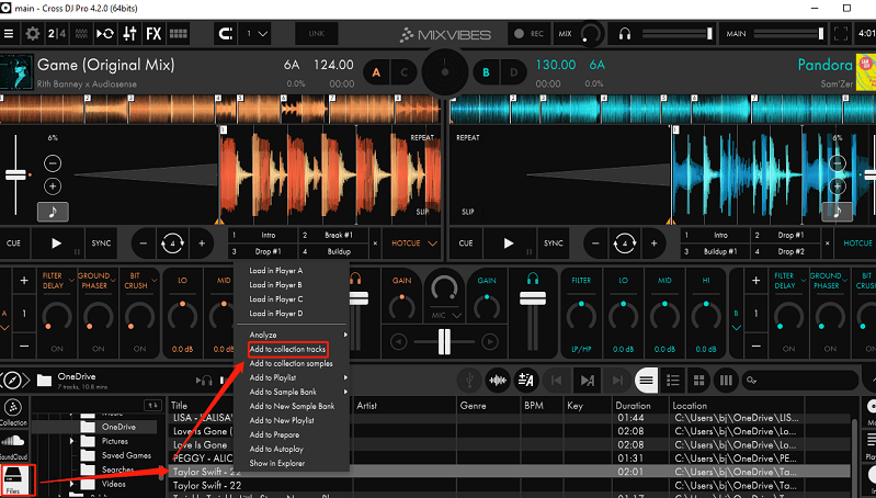 add YouTube music to Cross DJ by clicking the Files button