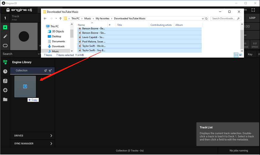 drag music files to Engine DJ