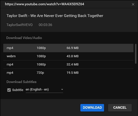 choose an output format and click DOWNLOAD