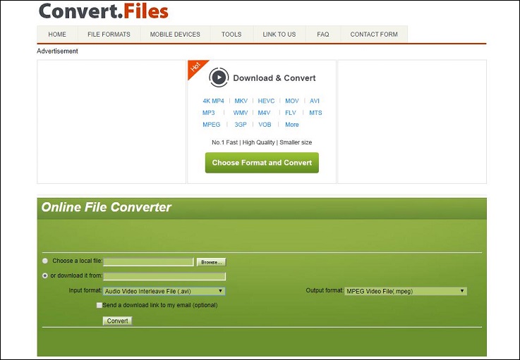 the interface of Convert Files