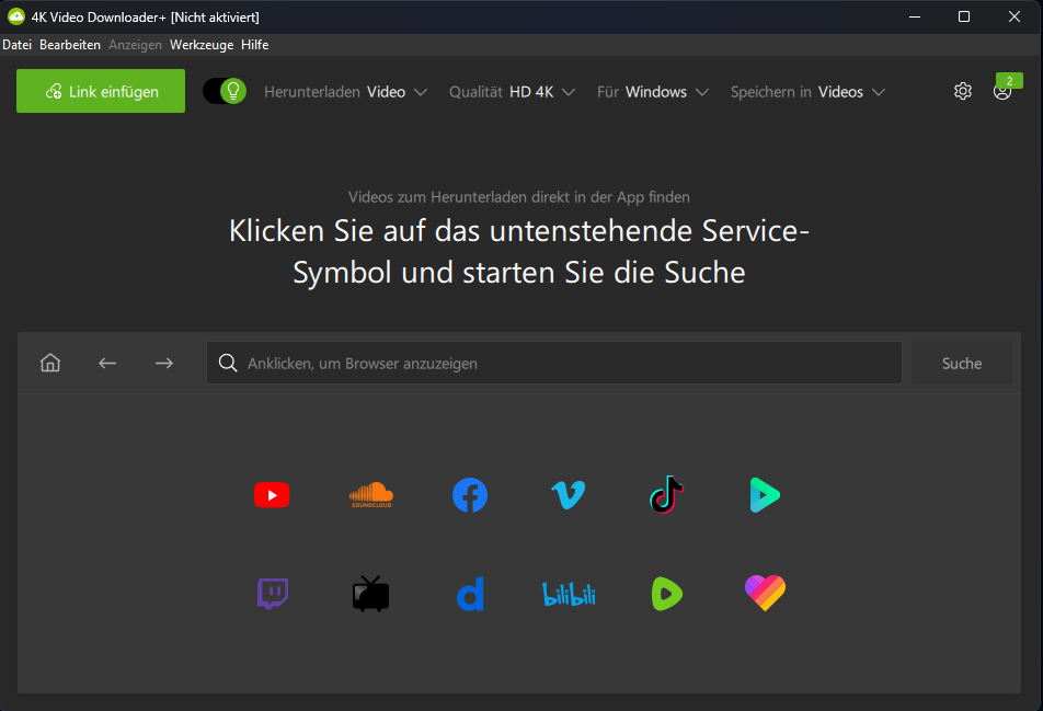 Oberfläche von 4K Video Downloader