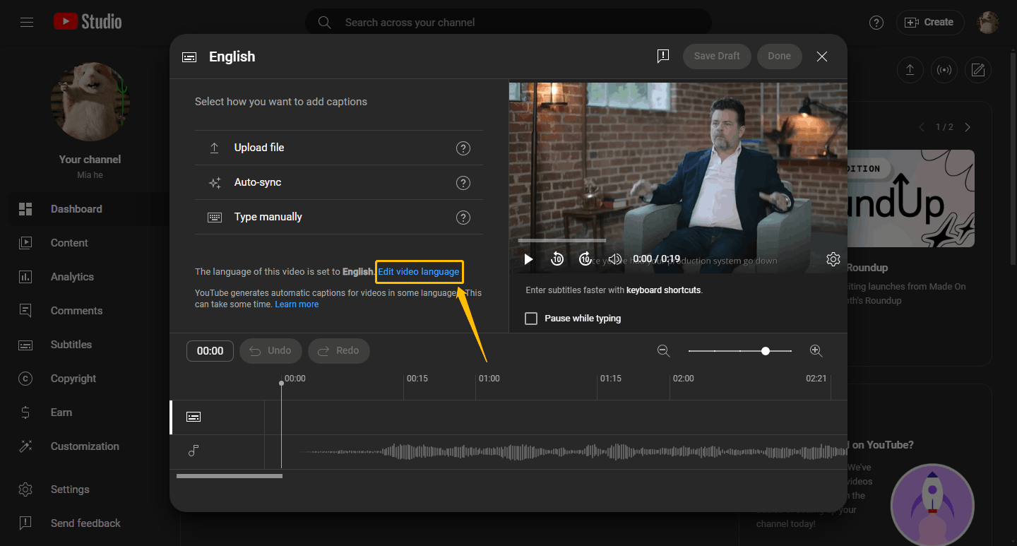 Click Edit Video Language