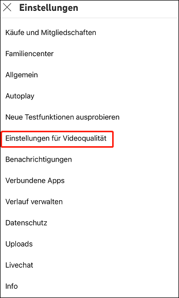 Wählen Sie Einstellungen für Videoqualität aus