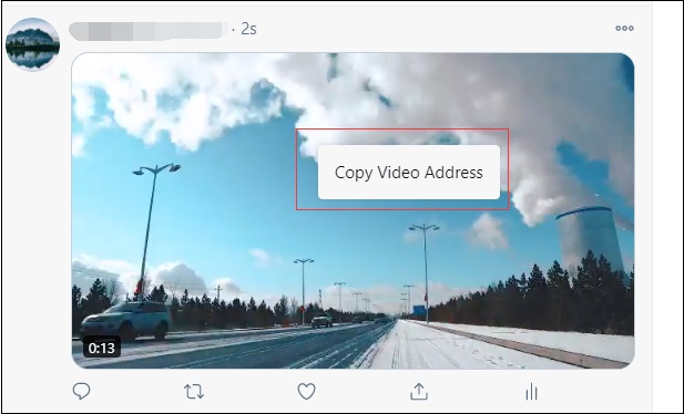 copy video address on Twitter