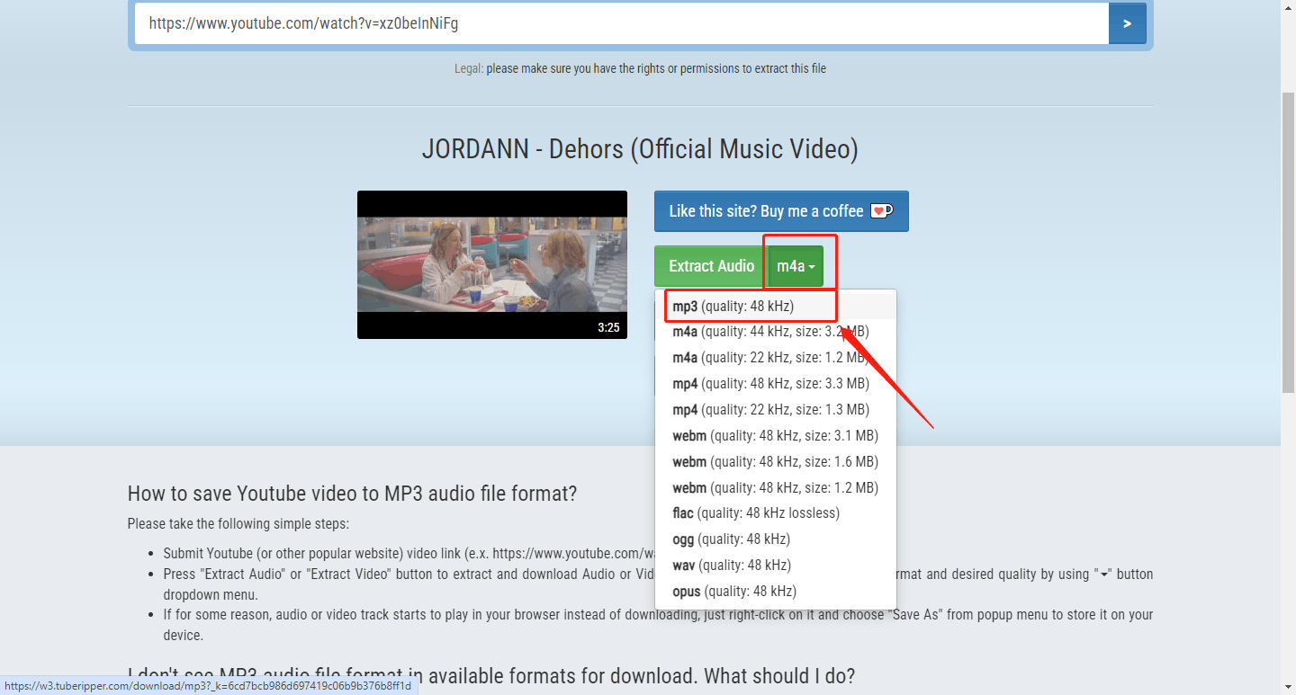 Choose MP3 Format