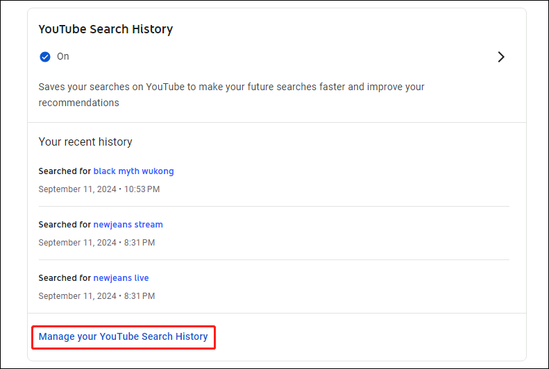 Manage Your YouTube Search History