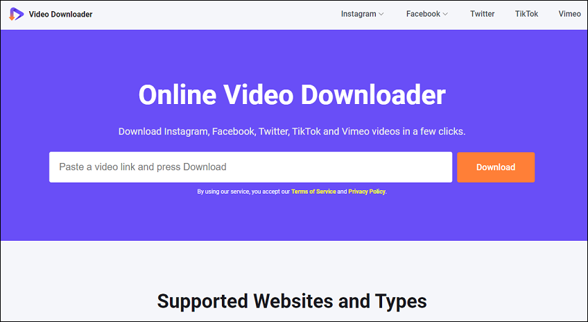 the interface of Online Video Downloader on viddown.net