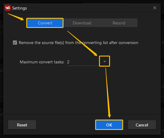 Change Maximum Convert Tasks