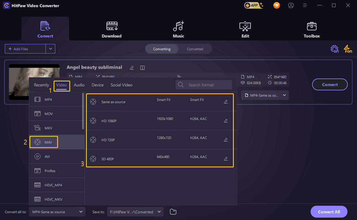 Choose M4V Format