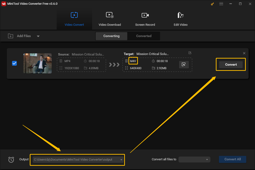 Choose Output Address and Convert