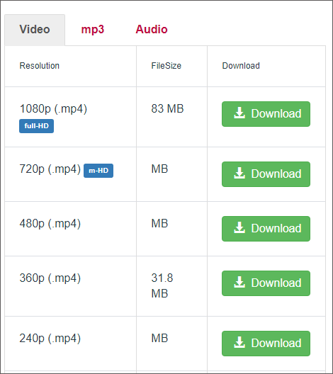 tap the Download button associated with MP4