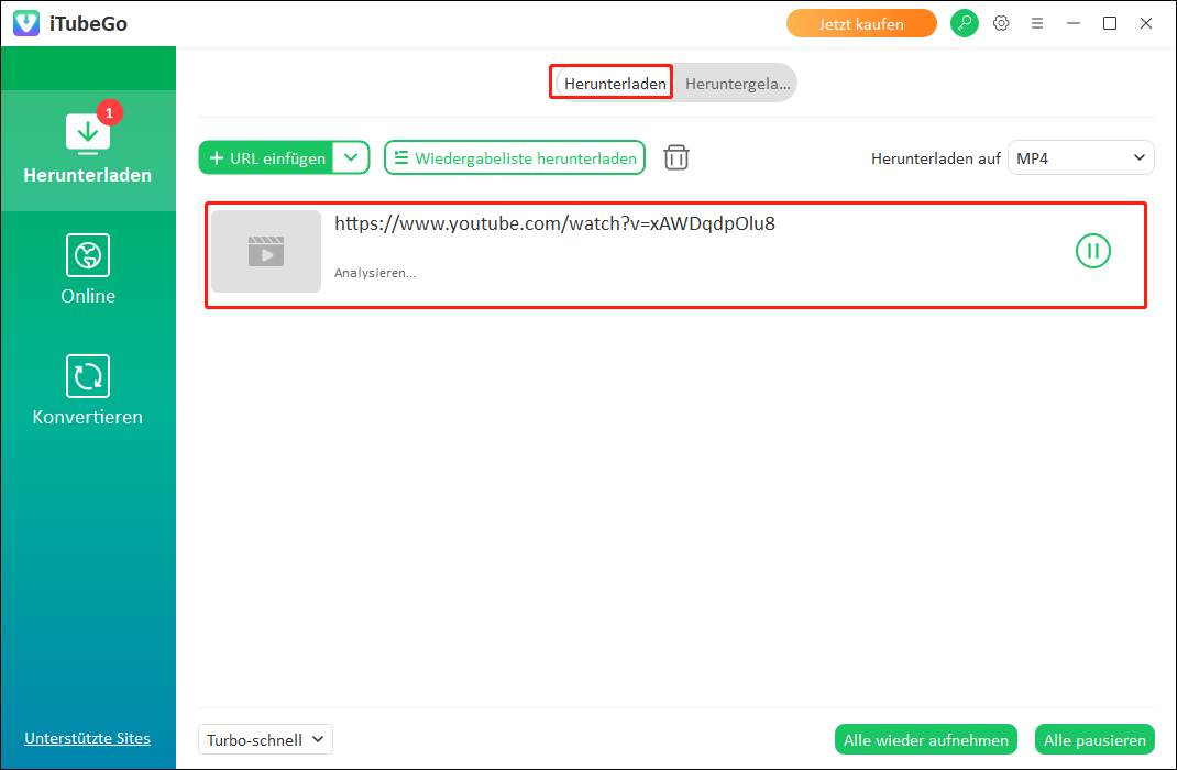 Überprüfen Sie den Fortschritt des Video-Downloads