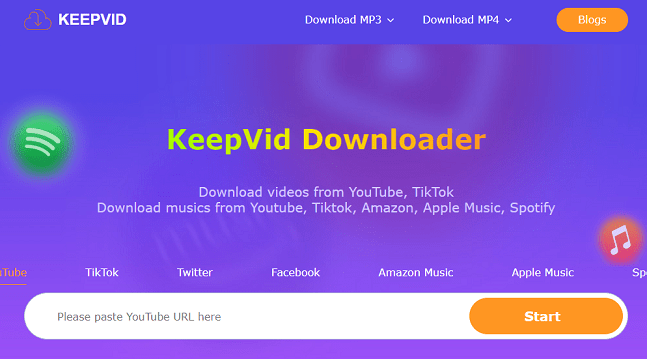 The main interface of KEEPVID