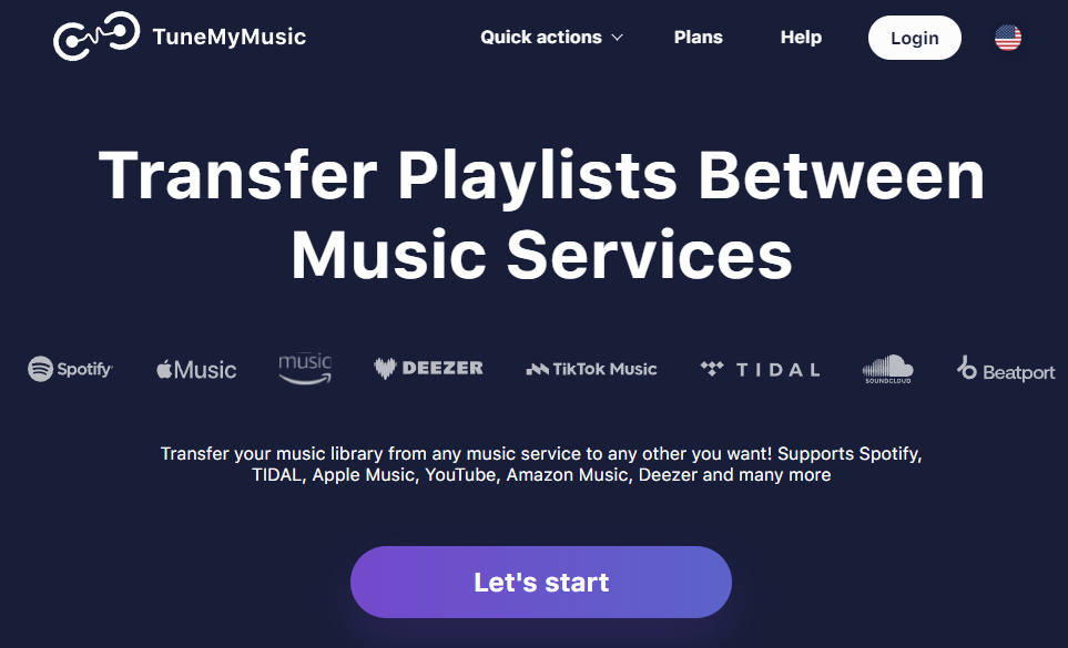 Go to TuneMyMusic to transfer Amazon Music to YouTube Music