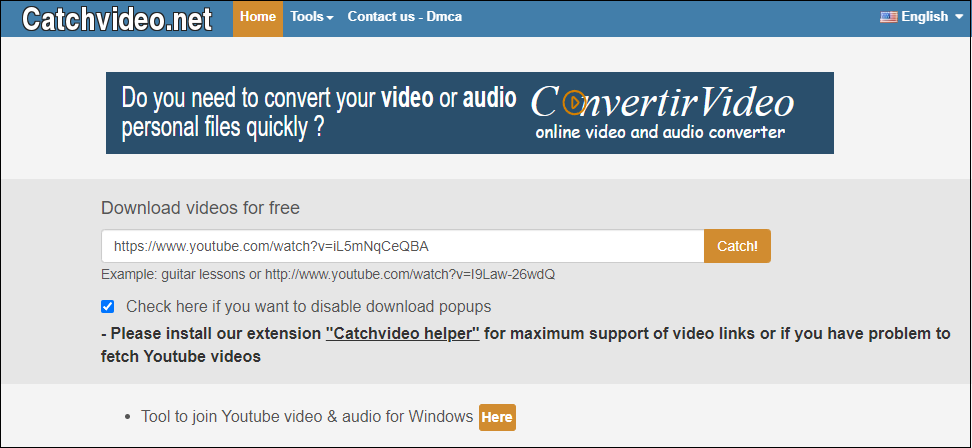 The main interface of Catchvideo