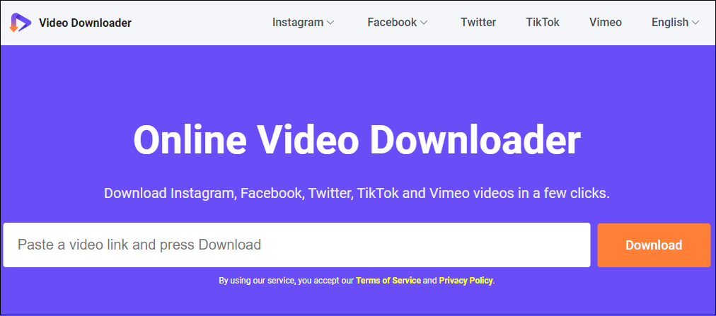 The main interface of Online Video Downloader on viddown.net