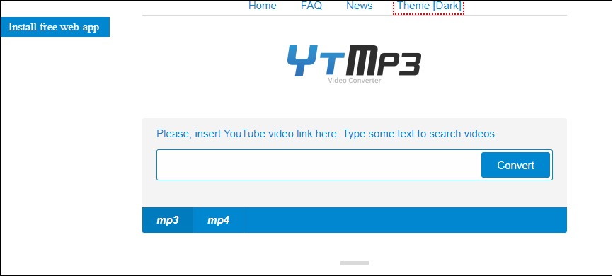 The main interface of YTMP3