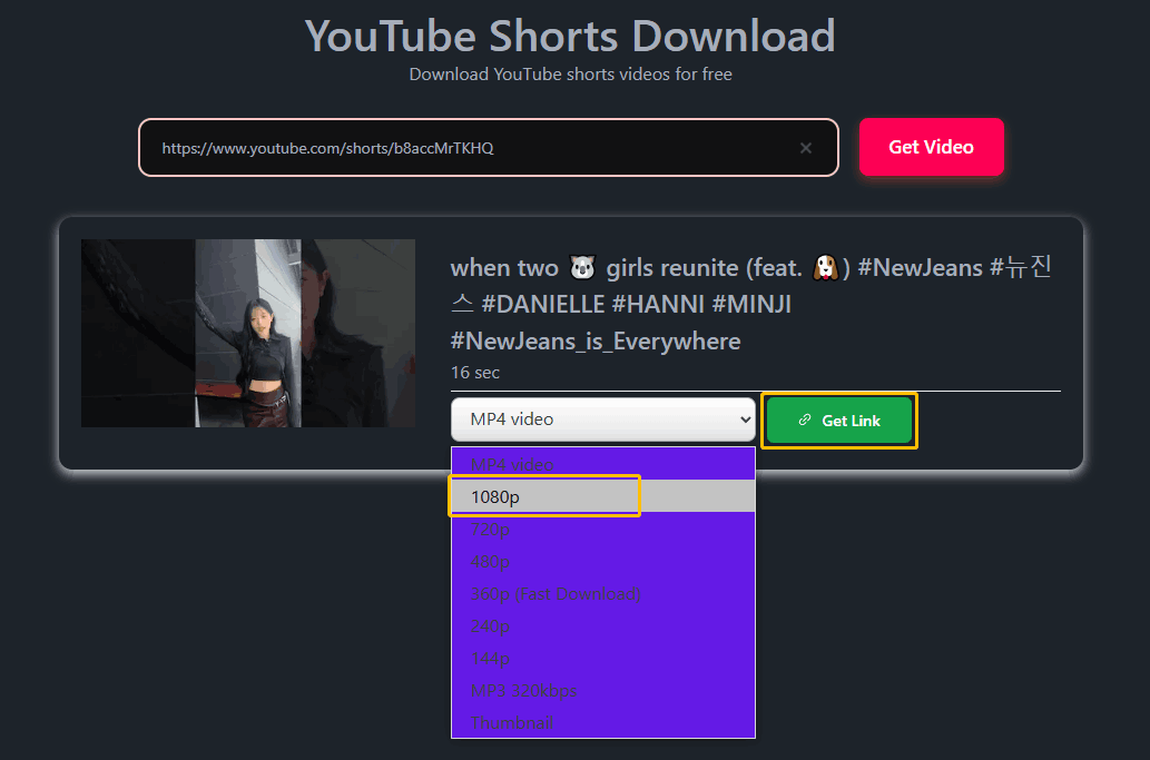 Expand the format option and choose an output format on SaveTube