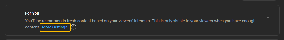 Click the More Settings option under For You
