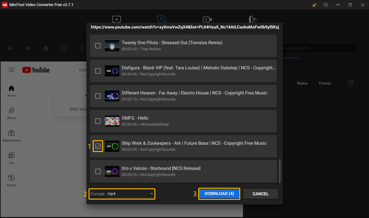 Choose videos you want to download from the playlist, select an output format, and then download it