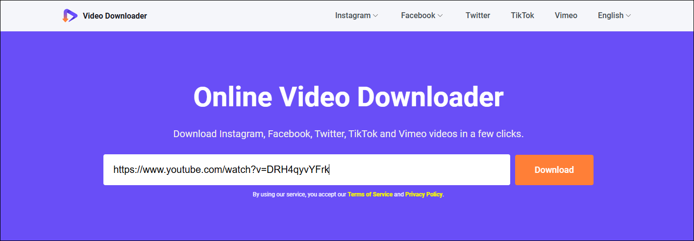 Paste the video URL in the address bar and click Download