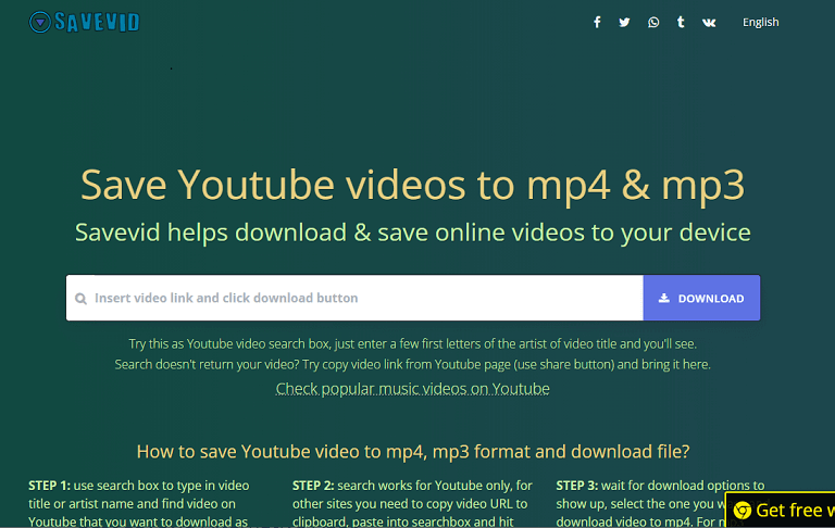 The official website of Savevid on Chrome browser