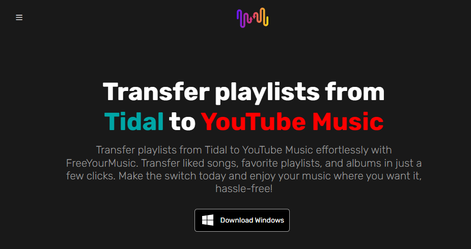 Transfer Tidal to YouTube Music with FreeYourMusic