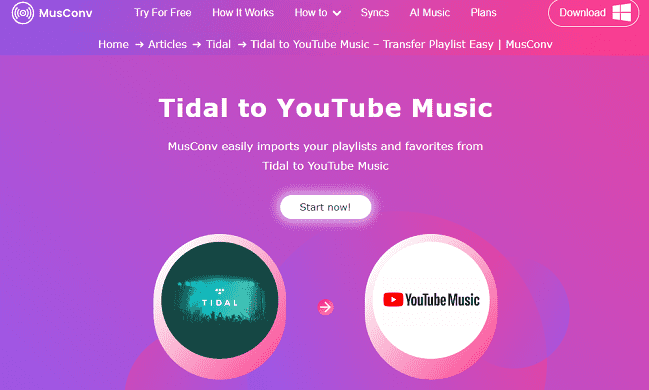 Transfer Tidal songs to YouTube Music with MusConv