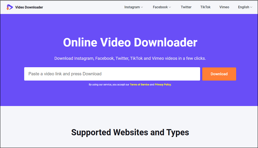 The official website of Online Video Downloader on viddown.net