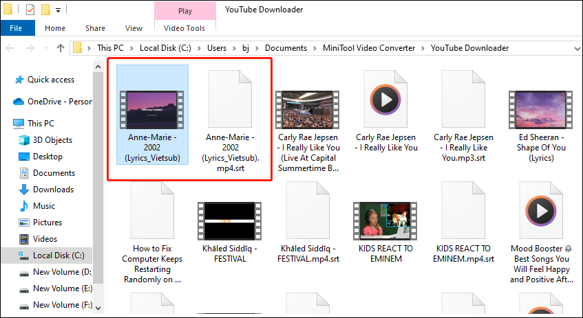 Find the downloaded video and transcript in your computer file